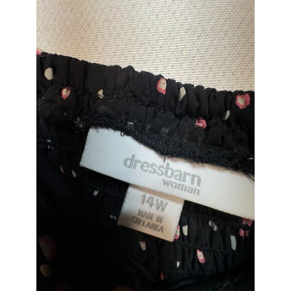 Dressbarn Women's Mini Dress Summer Size 14W Black Floral Sleeveless Stretch - Picture 3 of 14